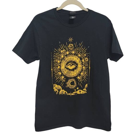 All Seeing Eye T Shirt Black Gold 100% US Cotton Medium Top 470 - Picture 7 of 10